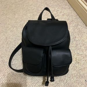 Black leather mini backpack